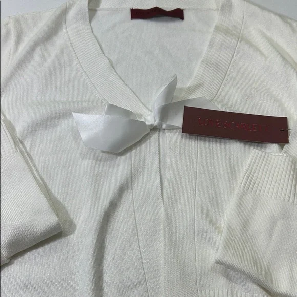 Elegant Women's V-Neck Sweater in Cream - Picture 10 of 16